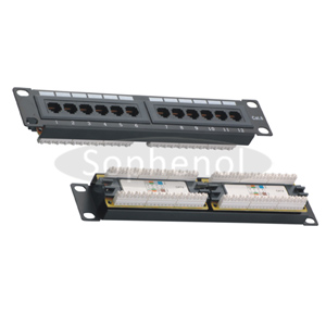 10 inch CAT5E UTP 12 Ports Patch Panel Dual IDC, Black