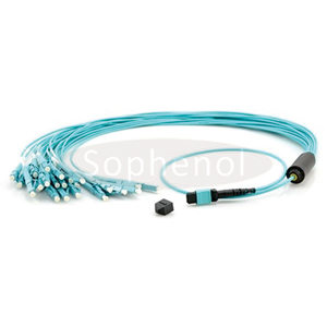 MTP(M)-LC Breakout Cable Assembly, 24F, Breakout, 10G OM3 50/125um