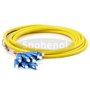 SC 12 Cores 9/125um Singlemode Bundle Fan out Fiber Optic Pigtail